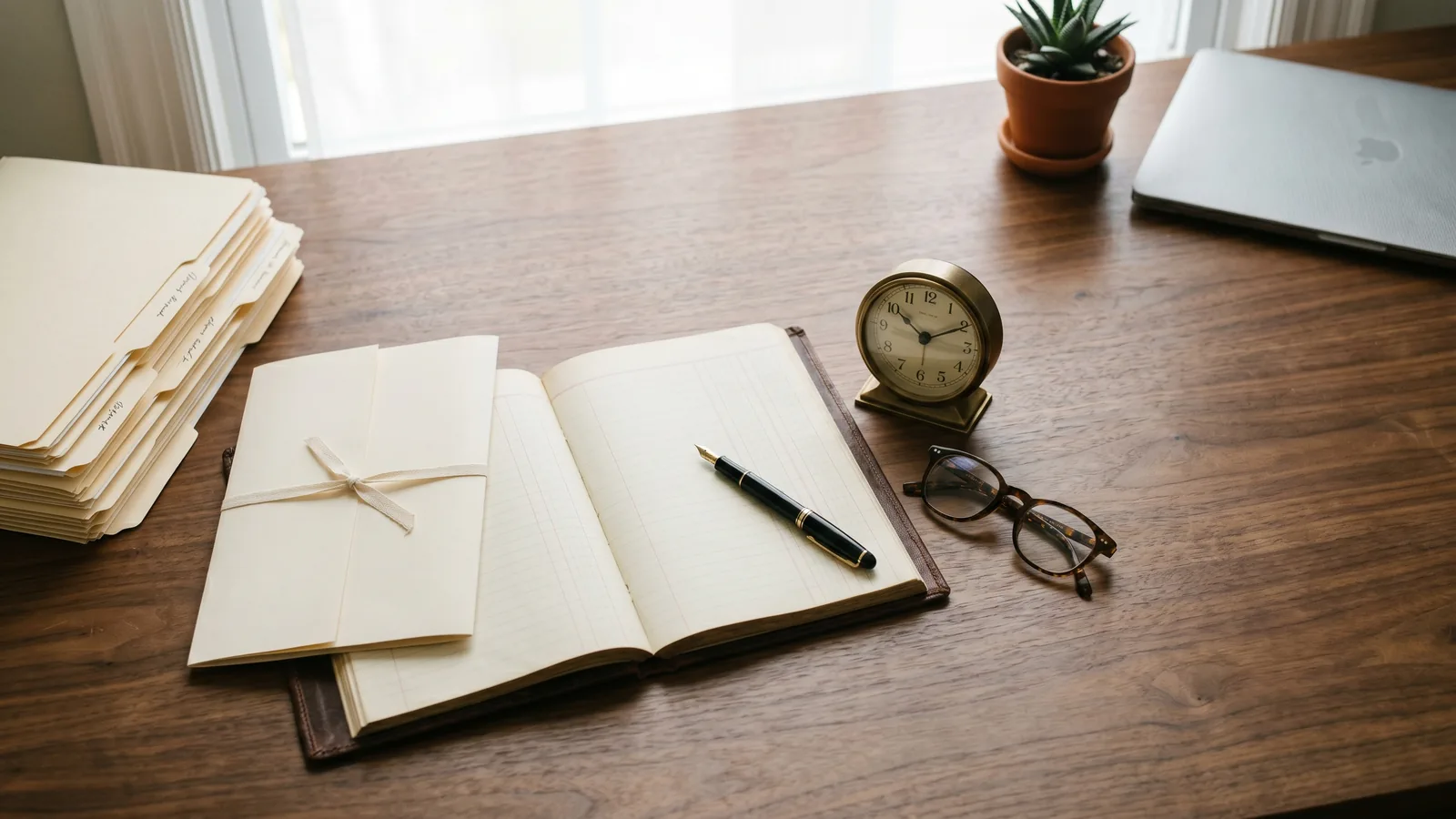 Documentos de inventário e partilha de bens sobre mesa de escritório de advocacia, representando dados sensíveis da família no Direito das Sucessões