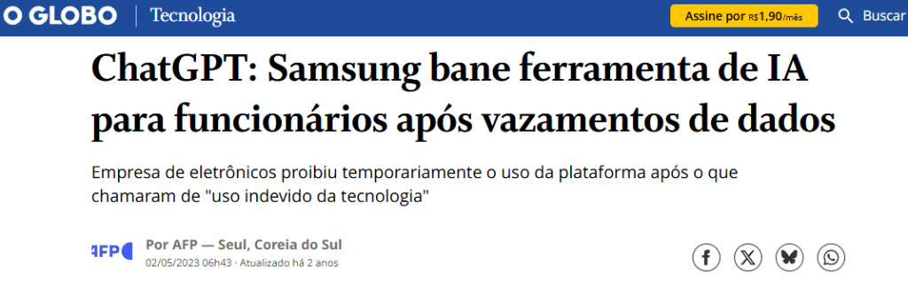 Notícia Samsung ChatGPT O Globo